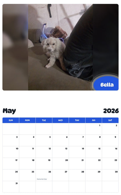 2026 - 2027 Bella - Pawidols Pet Calendar