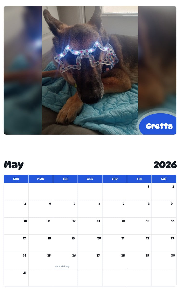 2026 - 2027 Gretta - Pawidols Pet Calendar