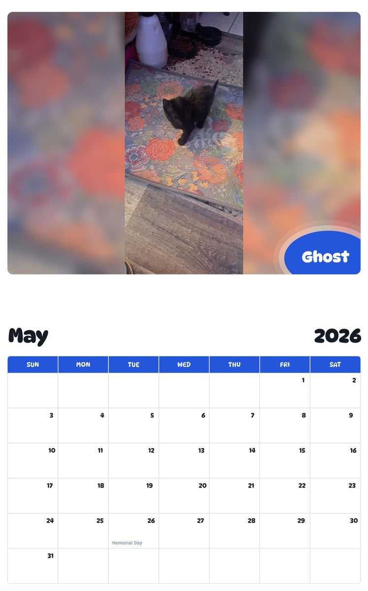2026 - 2027 Ghost - Pawidols Pet Calendar
