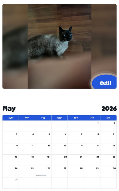 2026 - 2027 Celli - Pawidols Pet Calendar