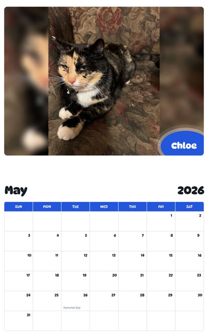 2026 - 2027 Chloe - Pawidols Pet Calendar
