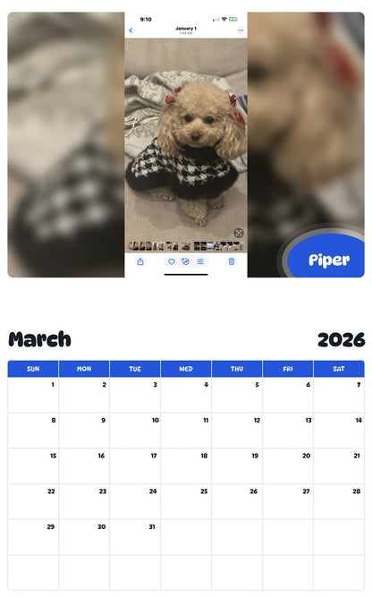 November 2025 - October 2026 Piper - Pawidols Pet Calendar