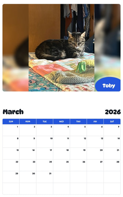 November 2025 - October 2026 Toby - Pawidols Pet Calendar