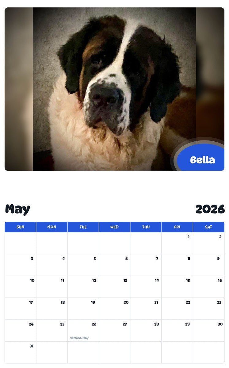 2026 - 2027 Bella - Pawidols Pet Calendar