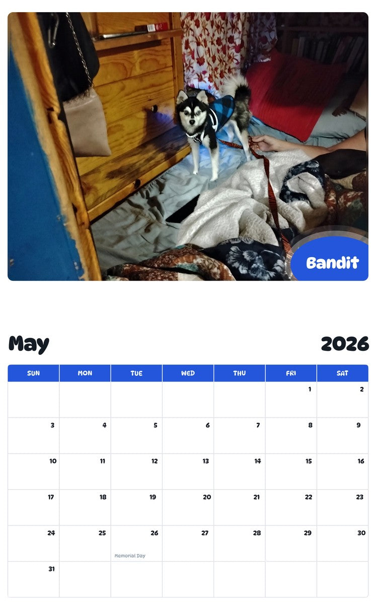 2026 - 2027 Bandit - Pawidols Pet Calendar