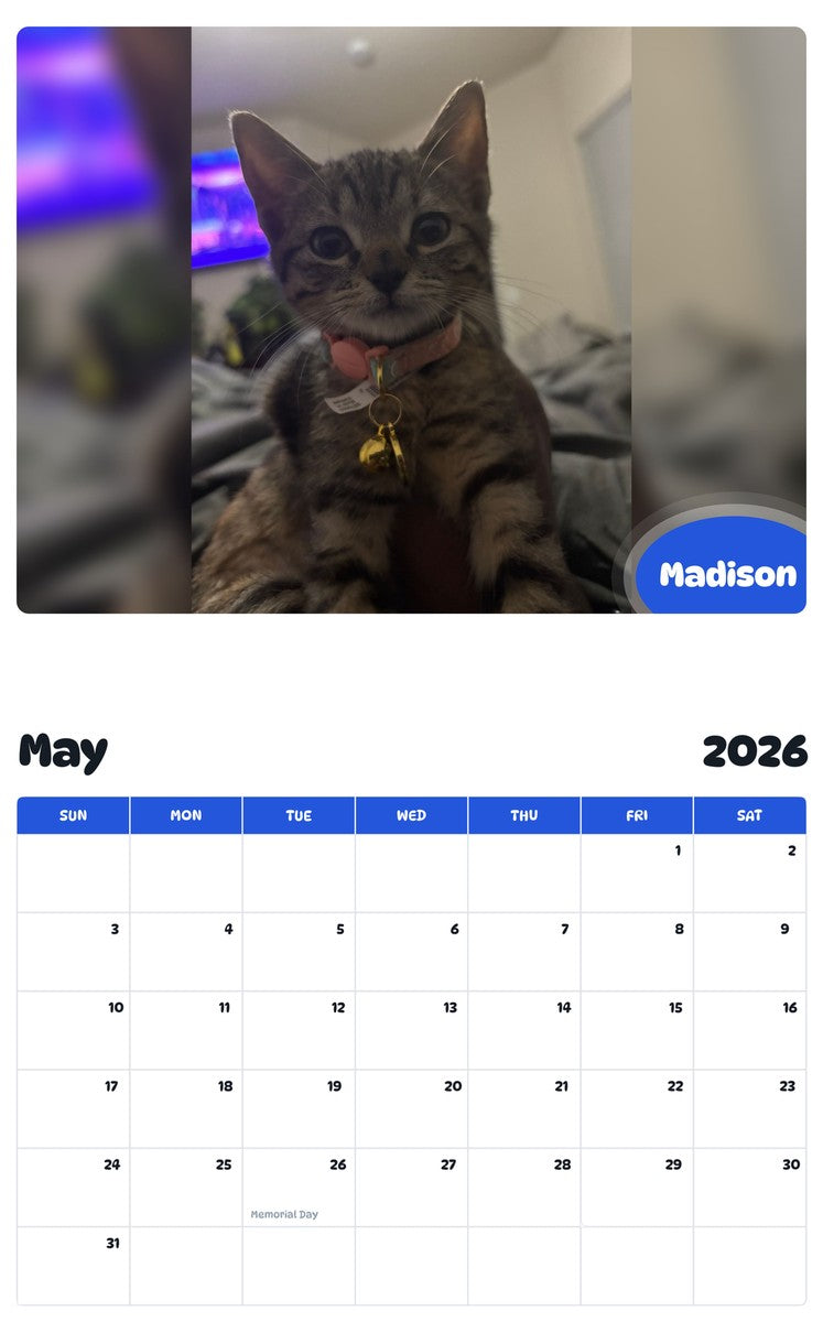 2026 - 2027 Madison - Pawidols Pet Calendar