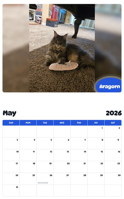 2026 - 2027 Aragorn - Pawidols Pet Calendar