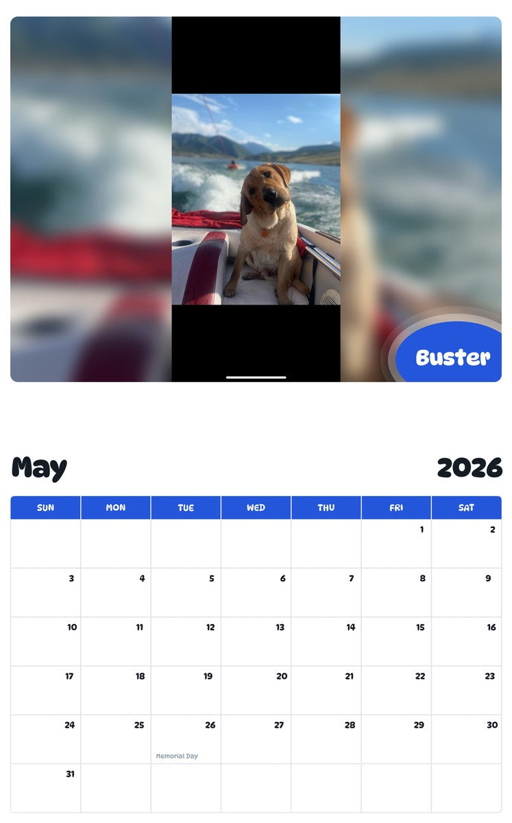 2026 - 2027 Buster - Pawidols Pet Calendar