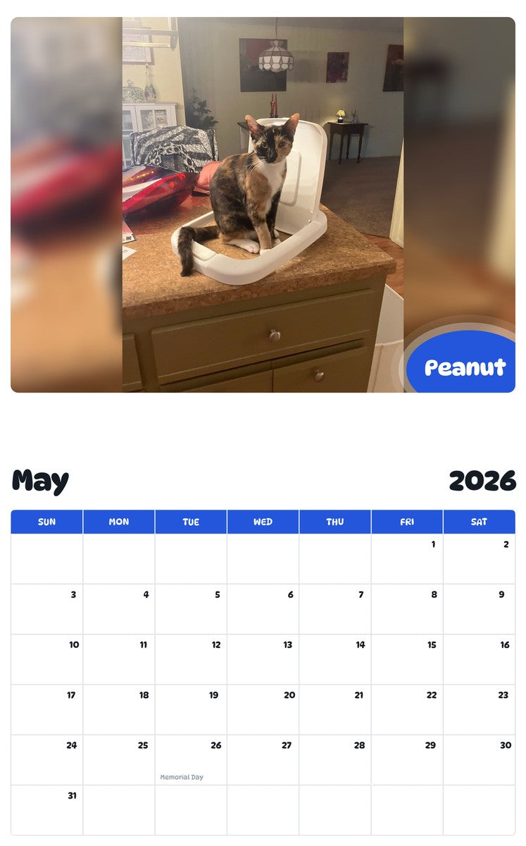 2026 - 2027 Peanut - Pawidols Pet Calendar
