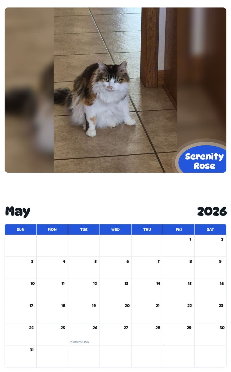 2026 - 2027 Serenity Rose - Pawidols Pet Calendar
