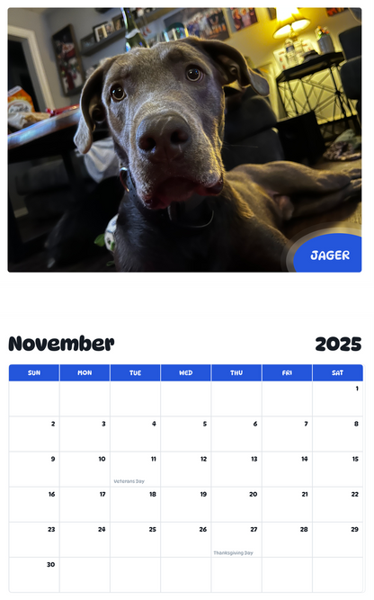 July 2025 - June 2026 Jager - Pawidols Pet Calendar
