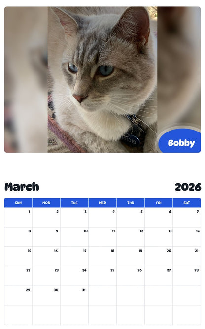 November 2025 - October 2026 Bobby - Pawidols Pet Calendar