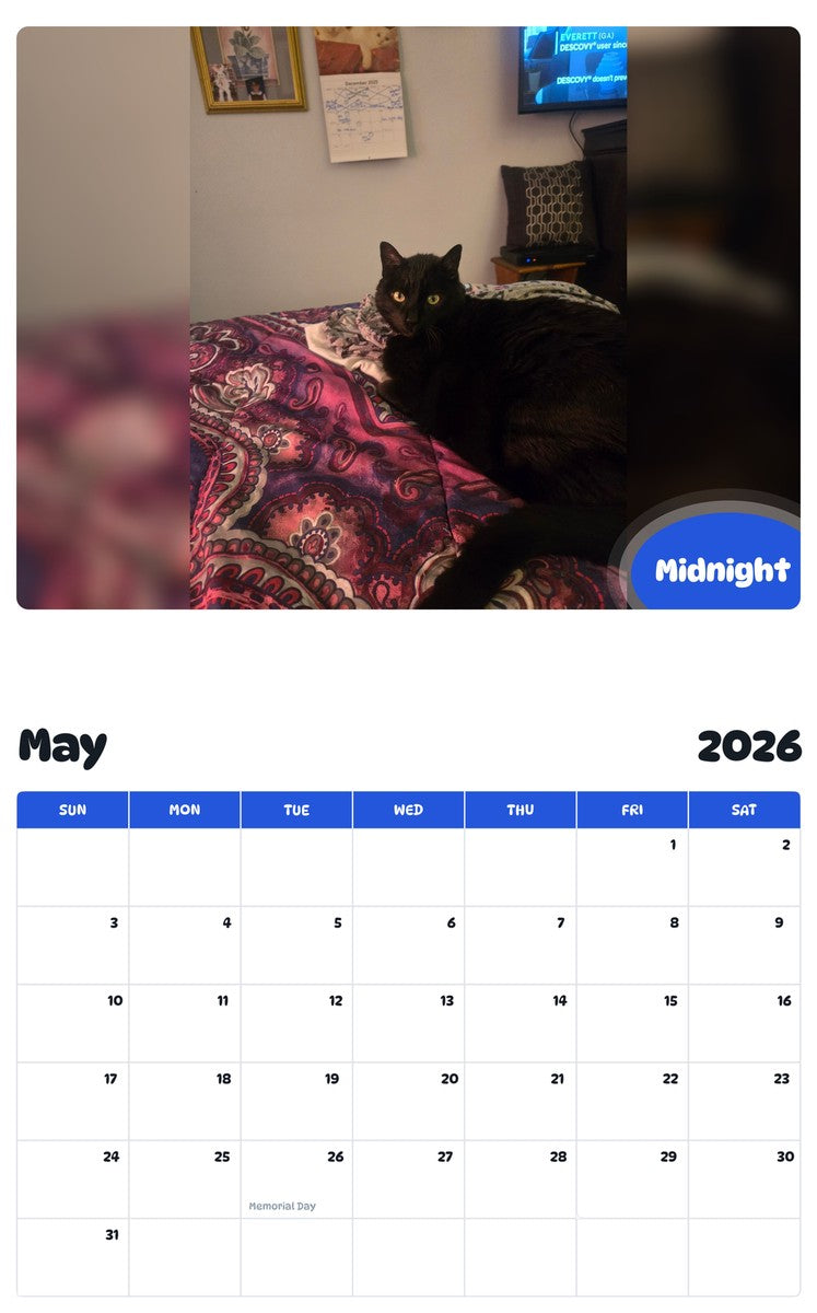 2026 - 2027 Midnight - Pawidols Pet Calendar