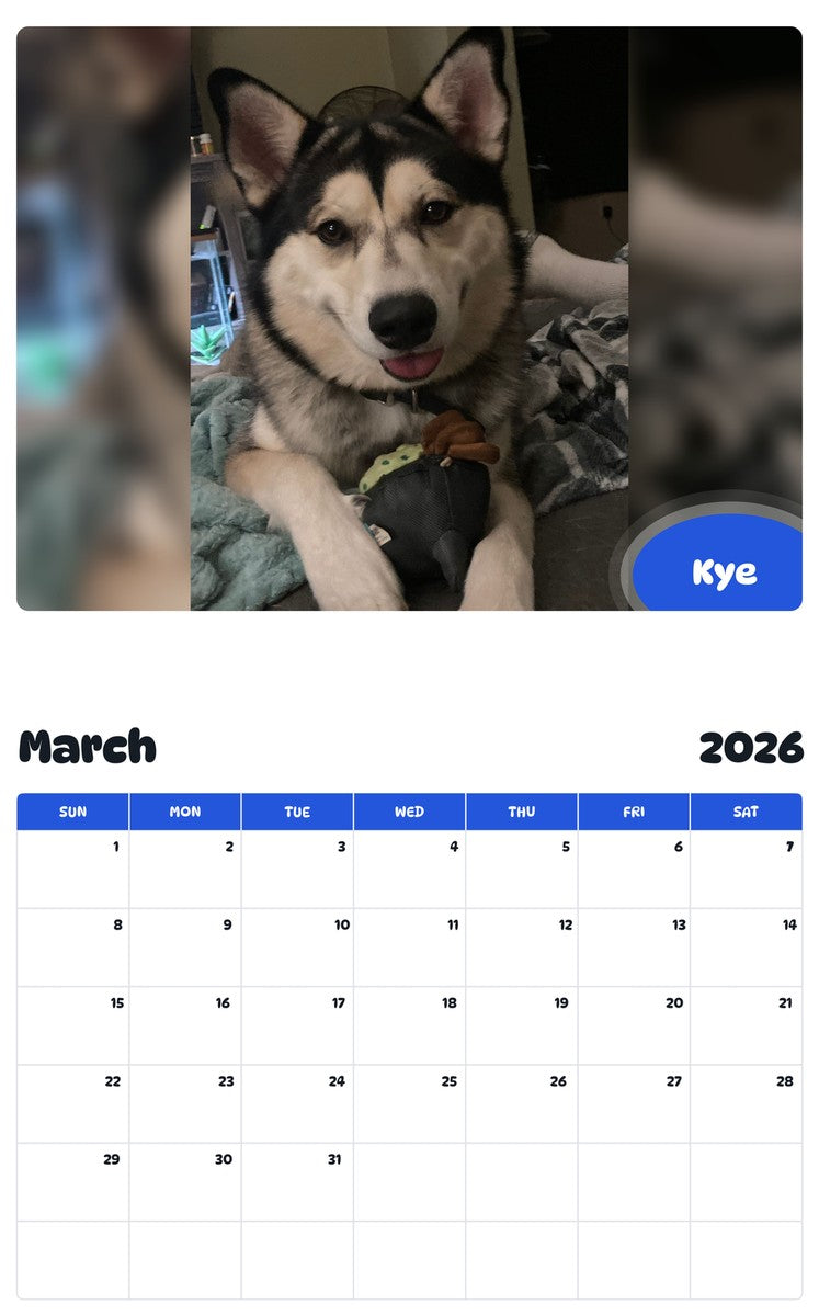 November 2025 - October 2026 Kye - Pawidols Pet Calendar