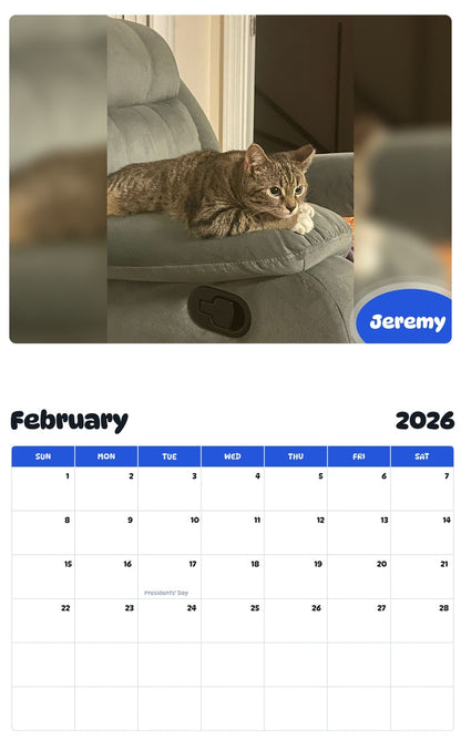 November 2025 - October 2026 Jeremy - Pawidols Pet Calendar