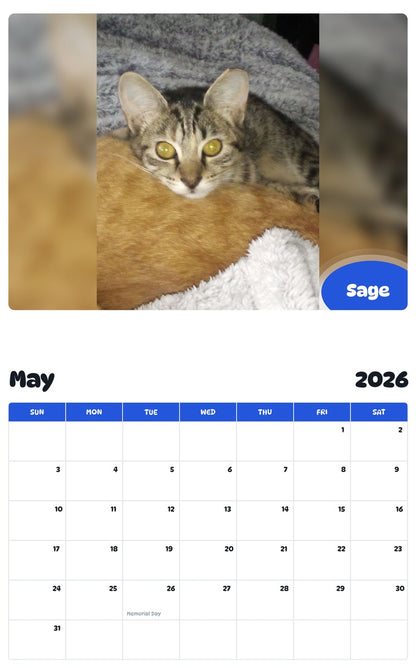 2026 - 2027 Sage - Pawidols Pet Calendar