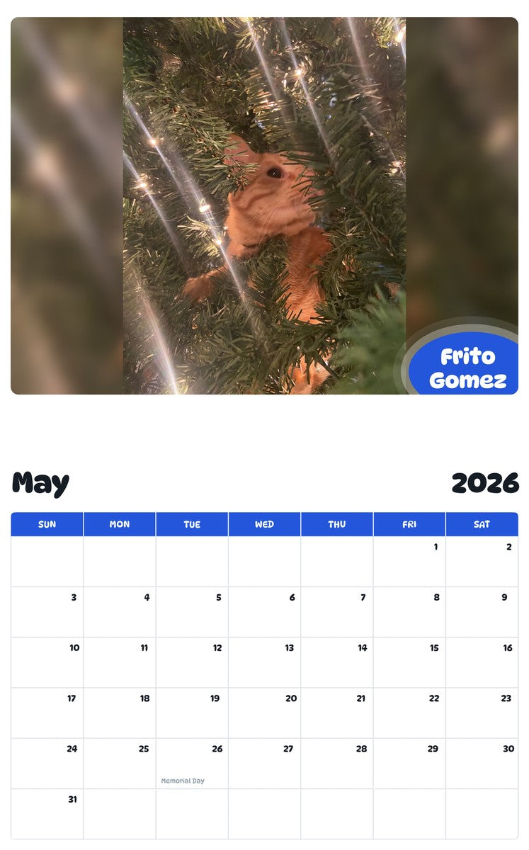 2026 - 2027 Frito Gomez - Pawidols Pet Calendar