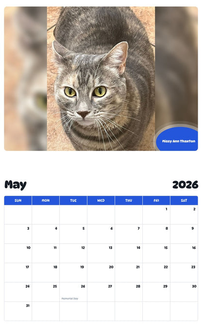 2026 - 2027 Missy Ann Thaxton - Pawidols Pet Calendar