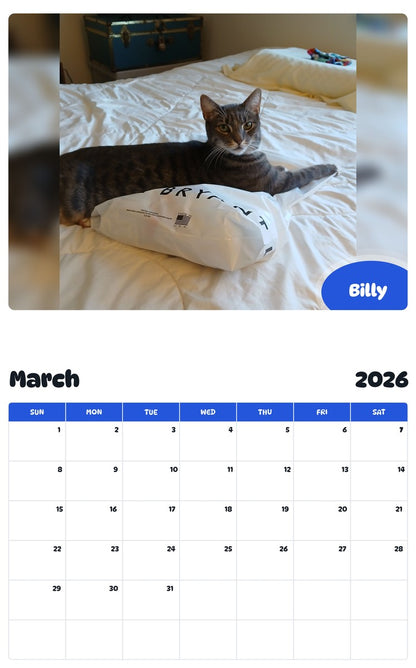 November 2025 - October 2026 Billy - Pawidols Pet Calendar