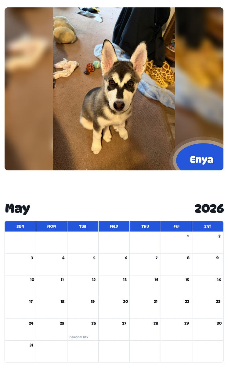 2026 - 2027 Enya - Pawidols Pet Calendar