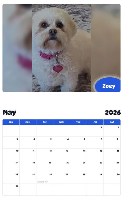 2026 - 2027 Zoey - Pawidols Pet Calendar