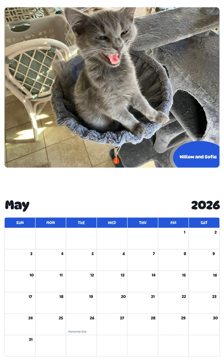 2026 - 2027 Willow and Sofie - Pawidols Pet Calendar