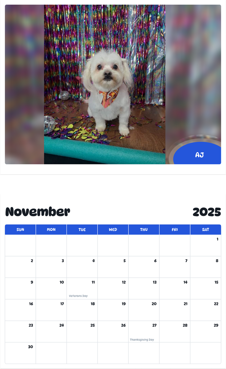 July 2025 - June 2026 Aj - Pawidols Pet Calendar