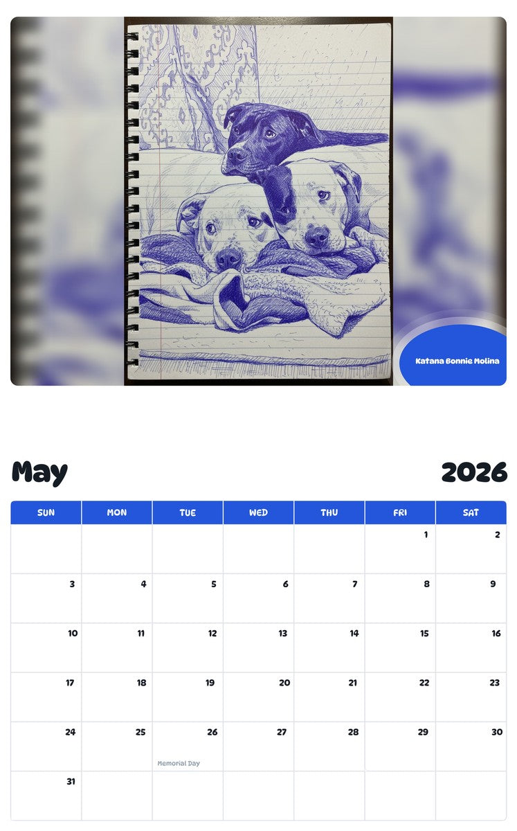 2026 - 2027 Katana Bonnie Molina - Pawidols Pet Calendar