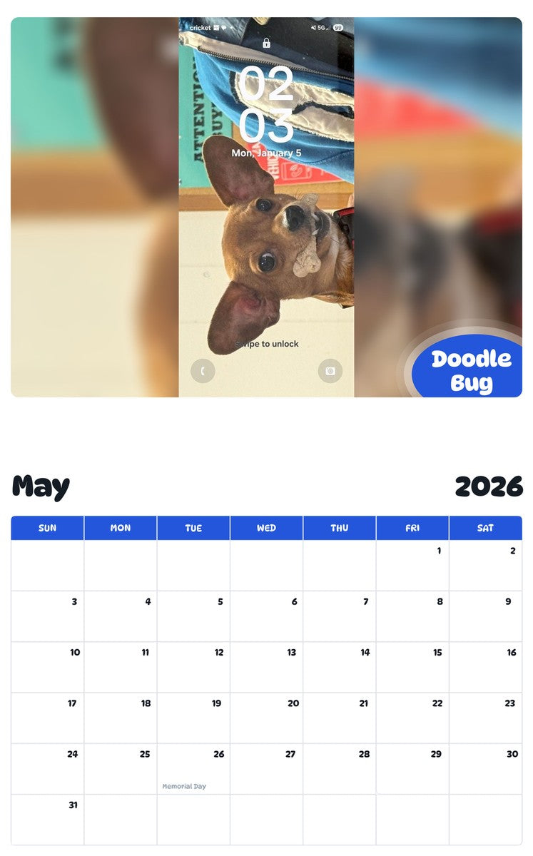2026 - 2027 Doodle Bug - Pawidols Pet Calendar