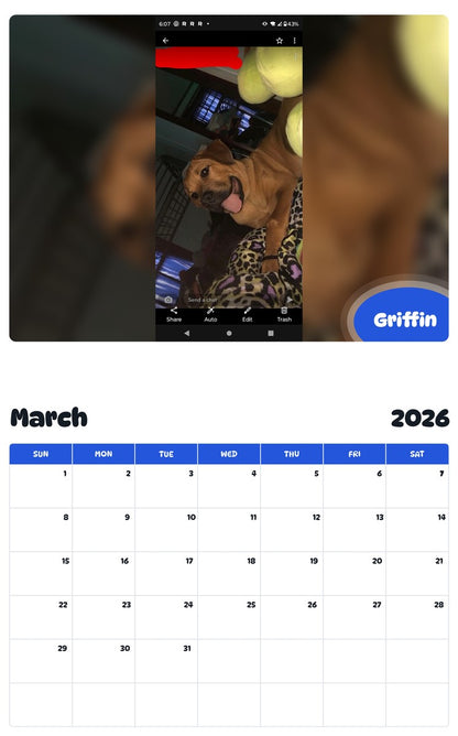November 2025 - October 2026 Griffin - Pawidols Pet Calendar