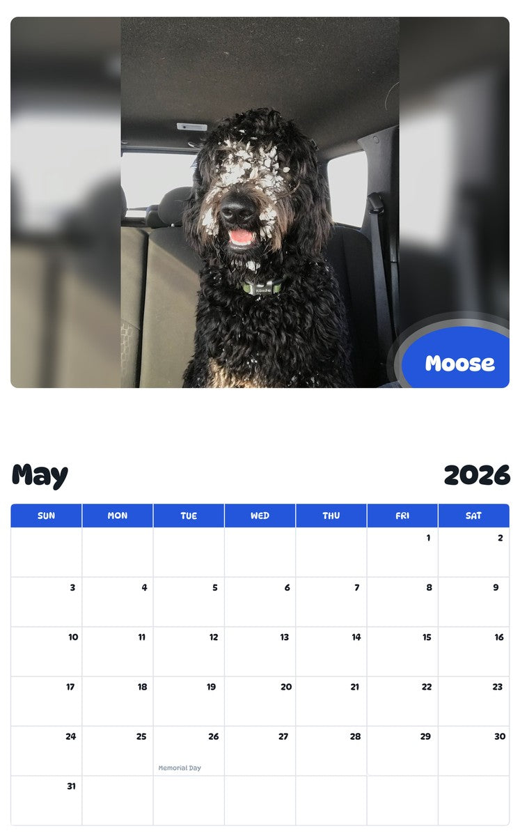 2026 - 2027 Moose - Pawidols Pet Calendar