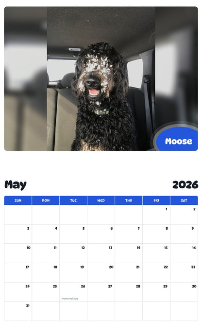 2026 - 2027 Moose - Pawidols Pet Calendar