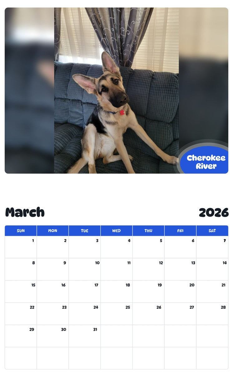 November 2025 - October 2026 Cherokee River - Pawidols Pet Calendar