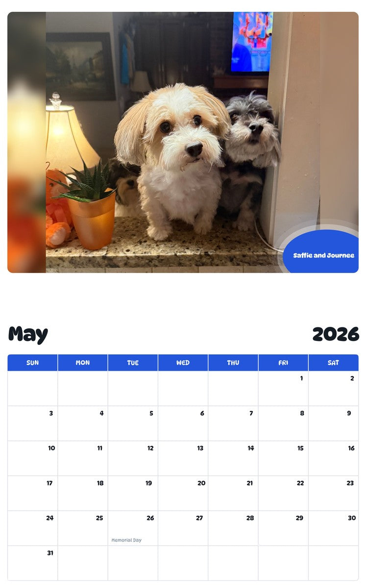 2026 - 2027 Saffie and Journee - Pawidols Pet Calendar