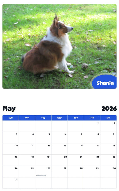 2026 - 2027 Shania - Pawidols Pet Calendar