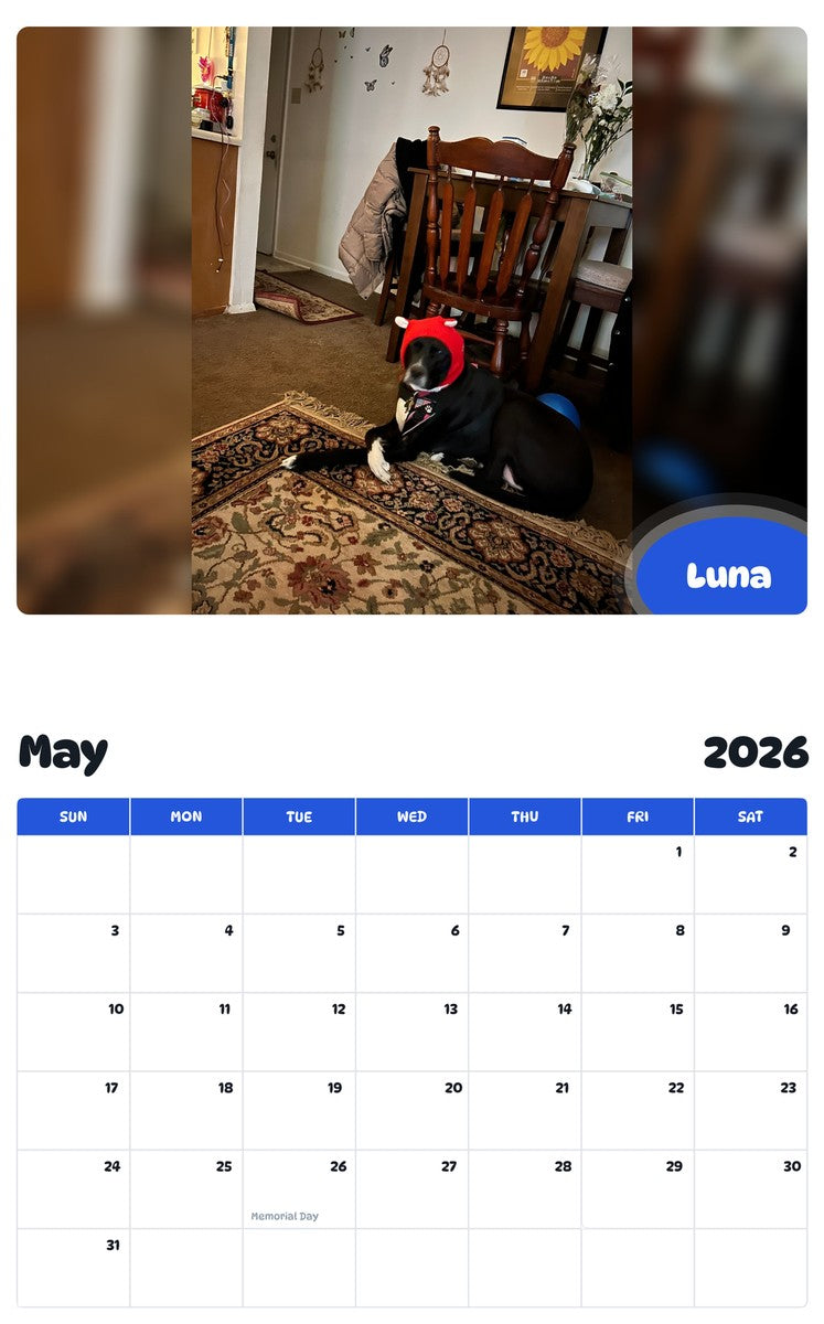 2026 - 2027 Luna - Pawidols Pet Calendar