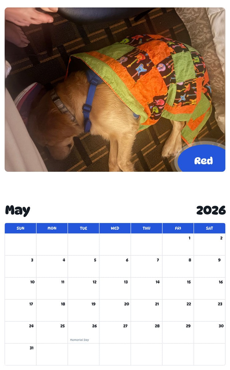 2026 - 2027 Red - Pawidols Pet Calendar