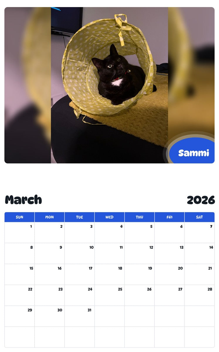November 2025 - October 2026 Sammi - Pawidols Pet Calendar