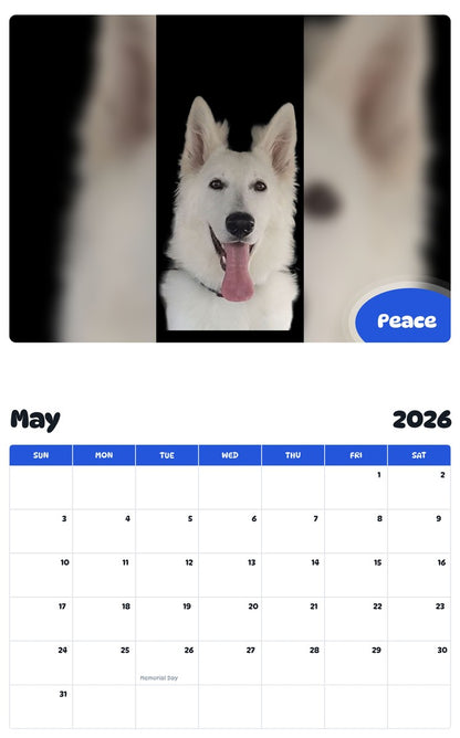 2026 - 2027 Peace - Pawidols Pet Calendar