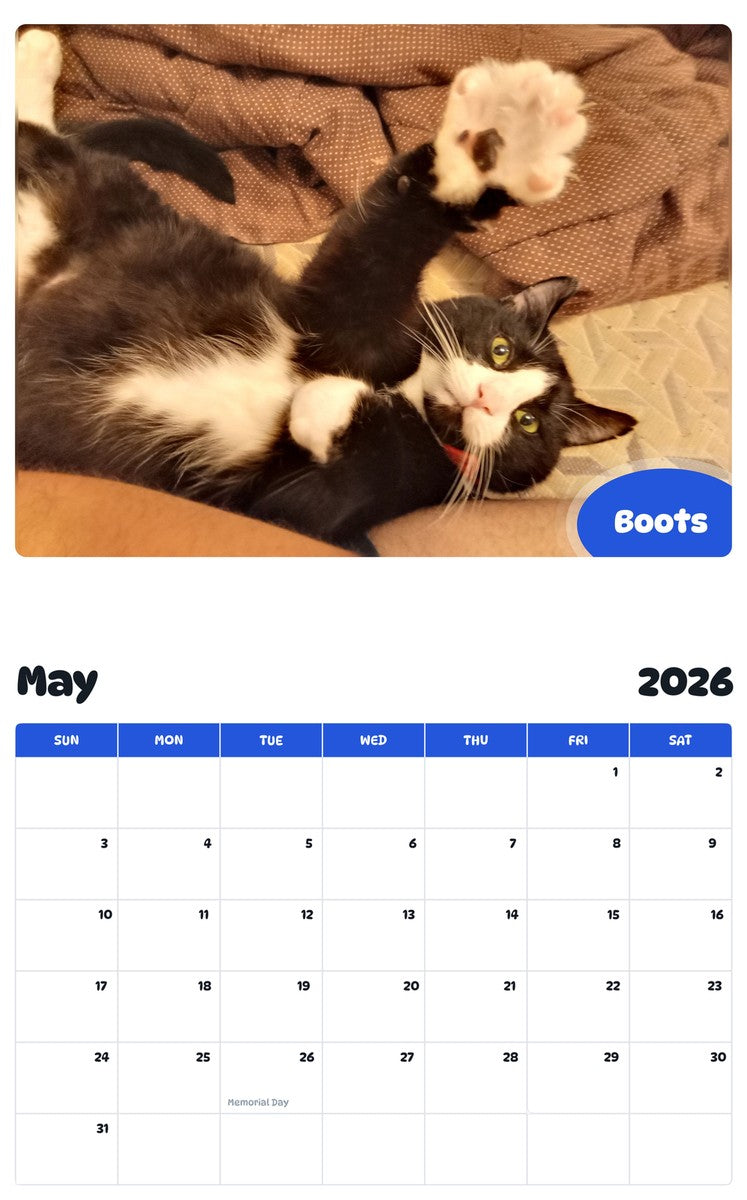 2026 - 2027 Boots - Pawidols Pet Calendar