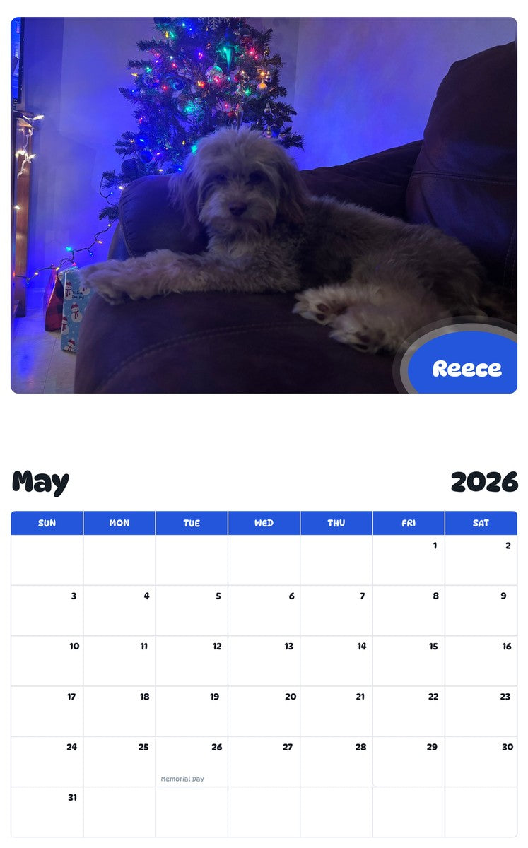 2026 - 2027 Reece - Pawidols Pet Calendar