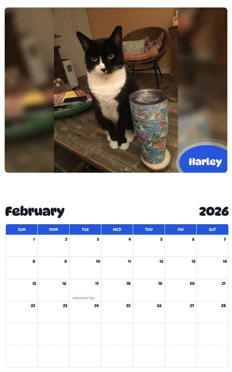 October 2025 - September 2026 Harley - Pawidols Pet Calendar