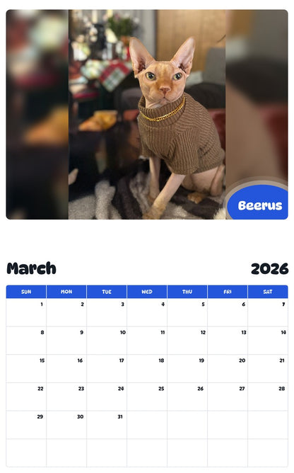 November 2025 - October 2026 Beerus - Pawidols Pet Calendar