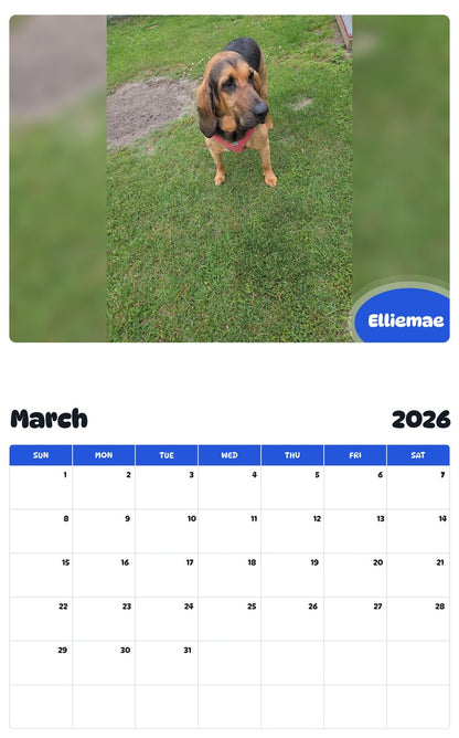 November 2025 - October 2026 Elliemae - Pawidols Pet Calendar