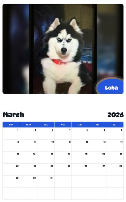 November 2025 - October 2026 Loba - Pawidols Pet Calendar