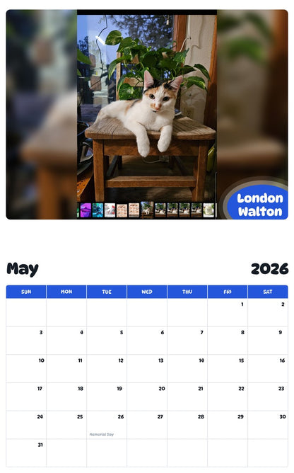 2026 - 2027 London Walton - Pawidols Pet Calendar