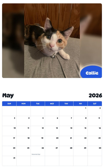 2026 - 2027 Callie - Pawidols Pet Calendar