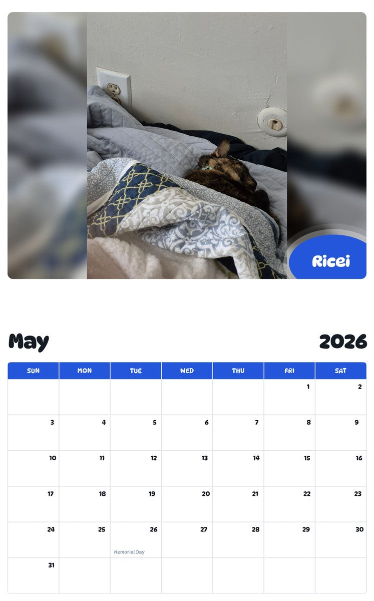 2026 - 2027 Ricei - Pawidols Pet Calendar