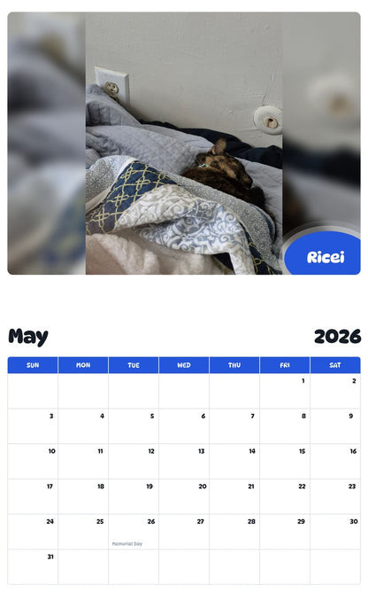 2026 - 2027 Ricei - Pawidols Pet Calendar
