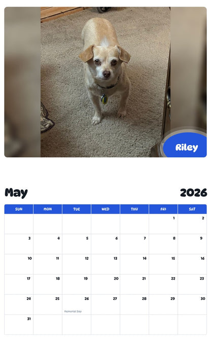 2026 - 2027 Riley - Pawidols Pet Calendar